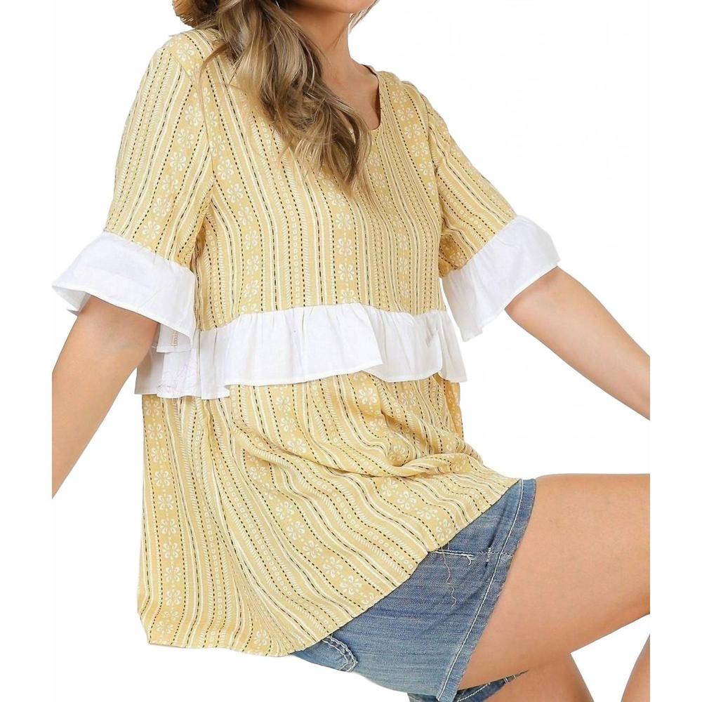 NEW SHOP BASIC cotton printed top in yellow